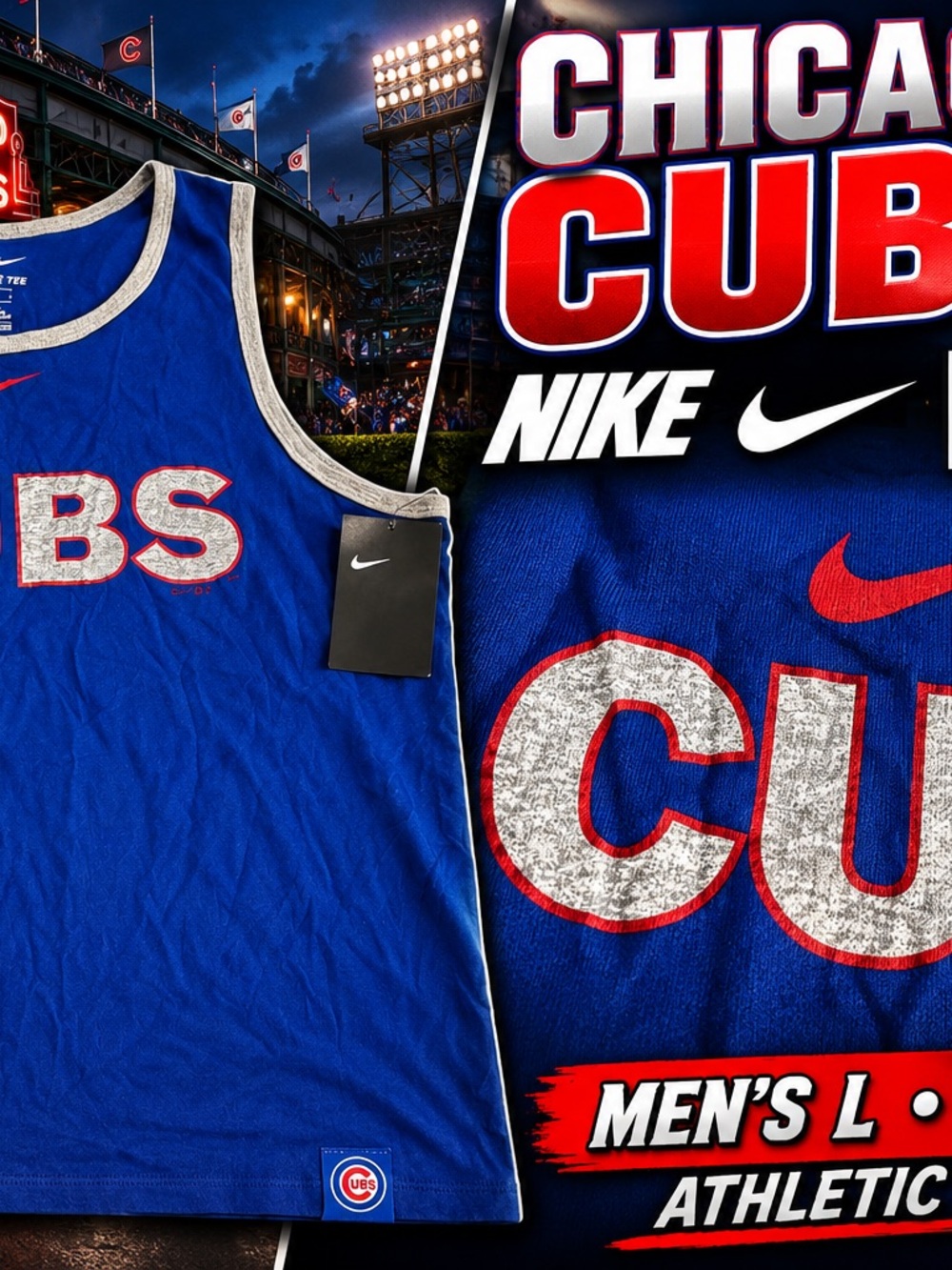 Nike Chicago Cubs Tank Top Mens L MLB NWT Blue Athletic Cut Sleeveless Shirt